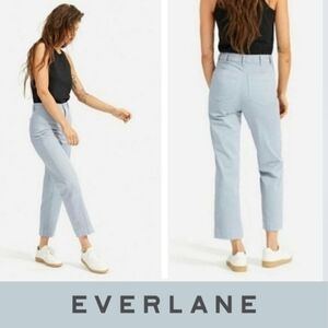 Everlane Light Blue/Gray Straight Leg Crop Chino Pant Breathable Lightweight 8